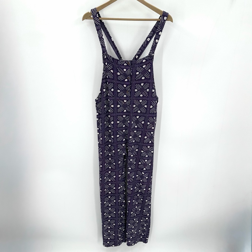 ADE + AYO Jumpsuit Overalls Girls XL Purple Geometric Print Buttons 100% Cotton
